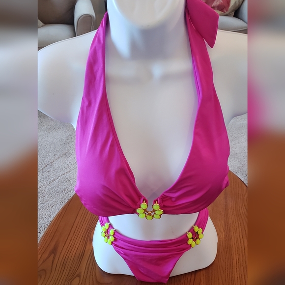 Trina Turk fuscia jewel-trim separates bikini, size 10/12 - Picture 12 of 12